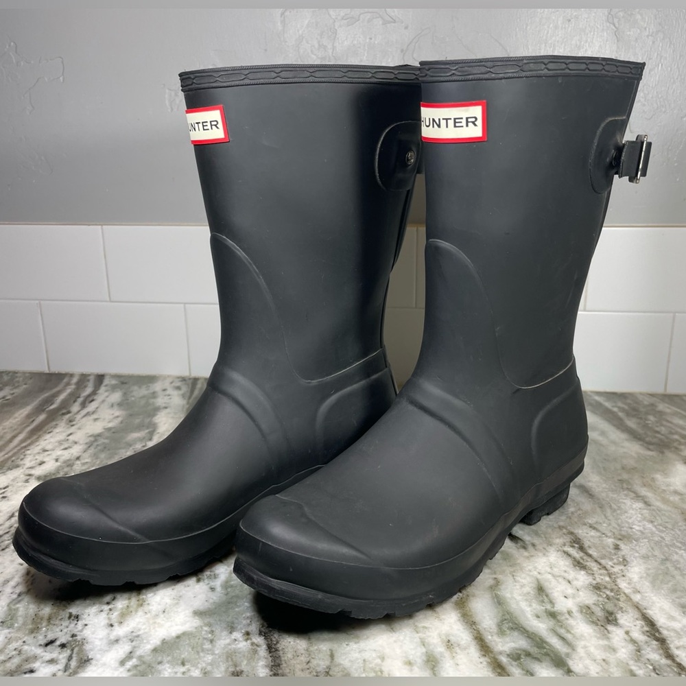 Hunter Original Women’s Short Rubber Rain Boots Matte Black Size US 7. EUC